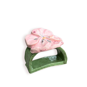 KERAMIK SERVIETRING STEDMODERBLOMST - ROSA
