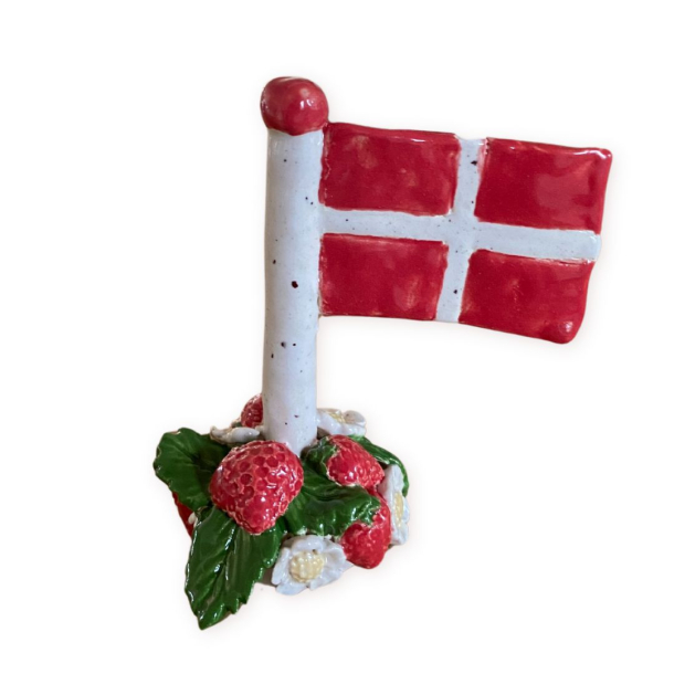 KERAMIKFLAG MED JORDBR  - 8 cm