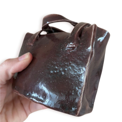 KERAMIKVASE - BRUN RETROTASKE