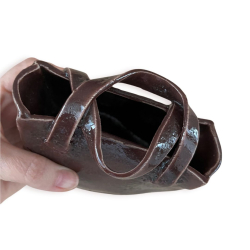 KERAMIKVASE - BRUN RETROTASKE